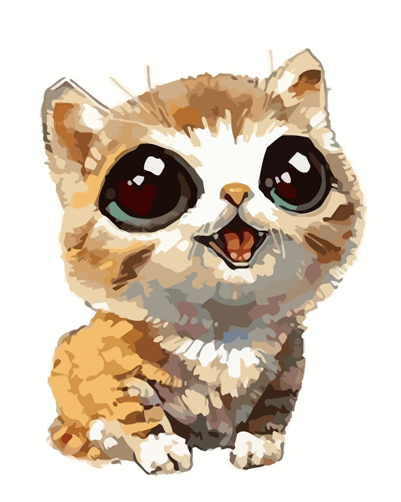 Cute Cat with Big Eyes Paint by Numbers