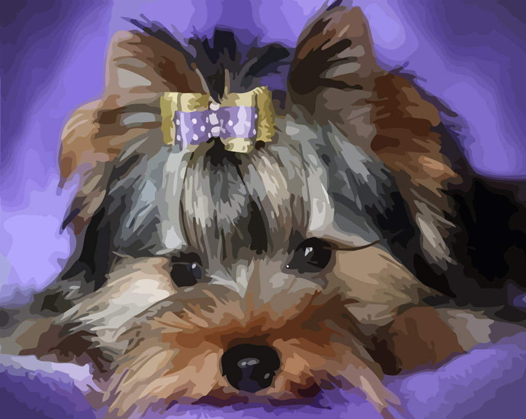 Cute Dog on Purple Background Paint by Numbers