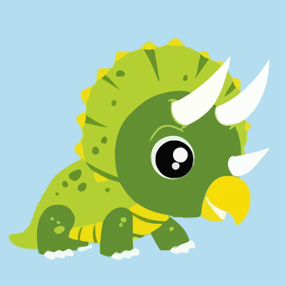 Cute Green Cartoon Dinosaur Paint by Numbers for Kids