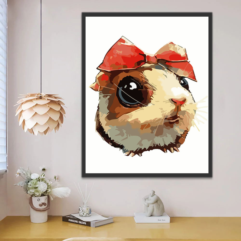 Cute Hamster Wearing Bow Paint by Numbers