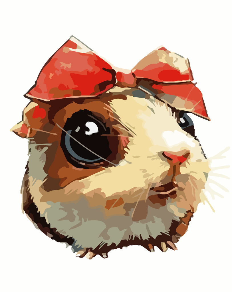 Cute Hamster Wearing Bow Paint by Numbers