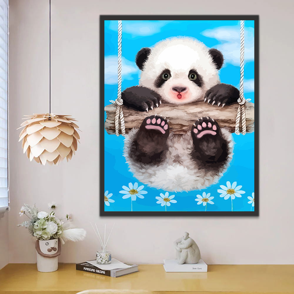 Cute Panda and Blue Sky Paint by Numbers