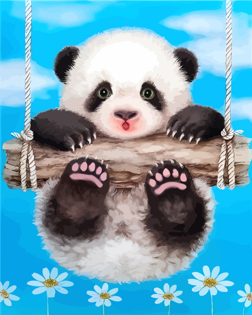 Cute Panda and Blue Sky Paint by Numbers