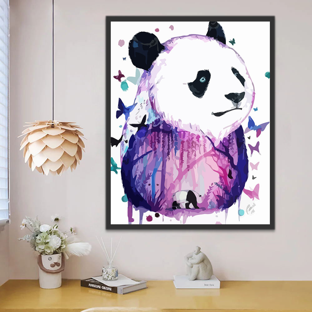 Cute Panda and Butterflies Paint by Numbers