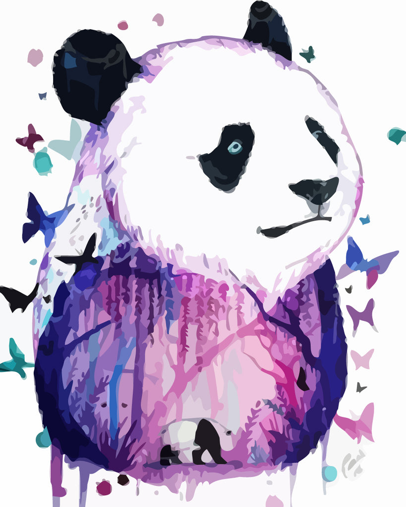 Cute Panda and Butterflies Paint by Numbers