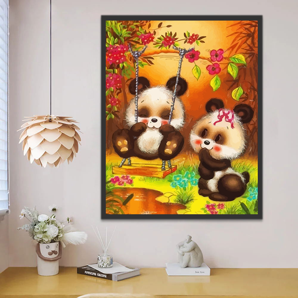 Cute Panda Couple Paint by Numbers