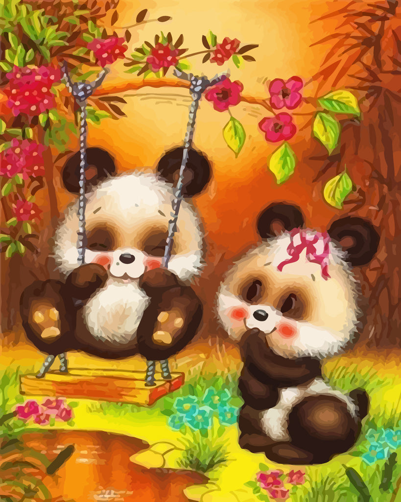 Cute Panda Couple Paint by Numbers