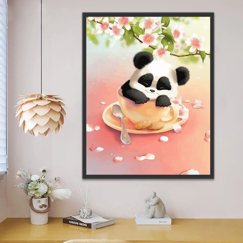 Cute Panda in Teacup Paint by Numbers