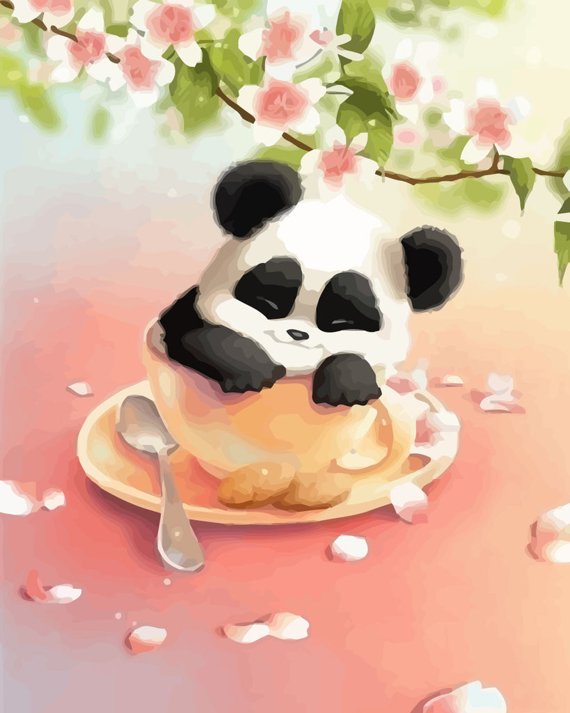 Cute Panda in Teacup Paint by Numbers