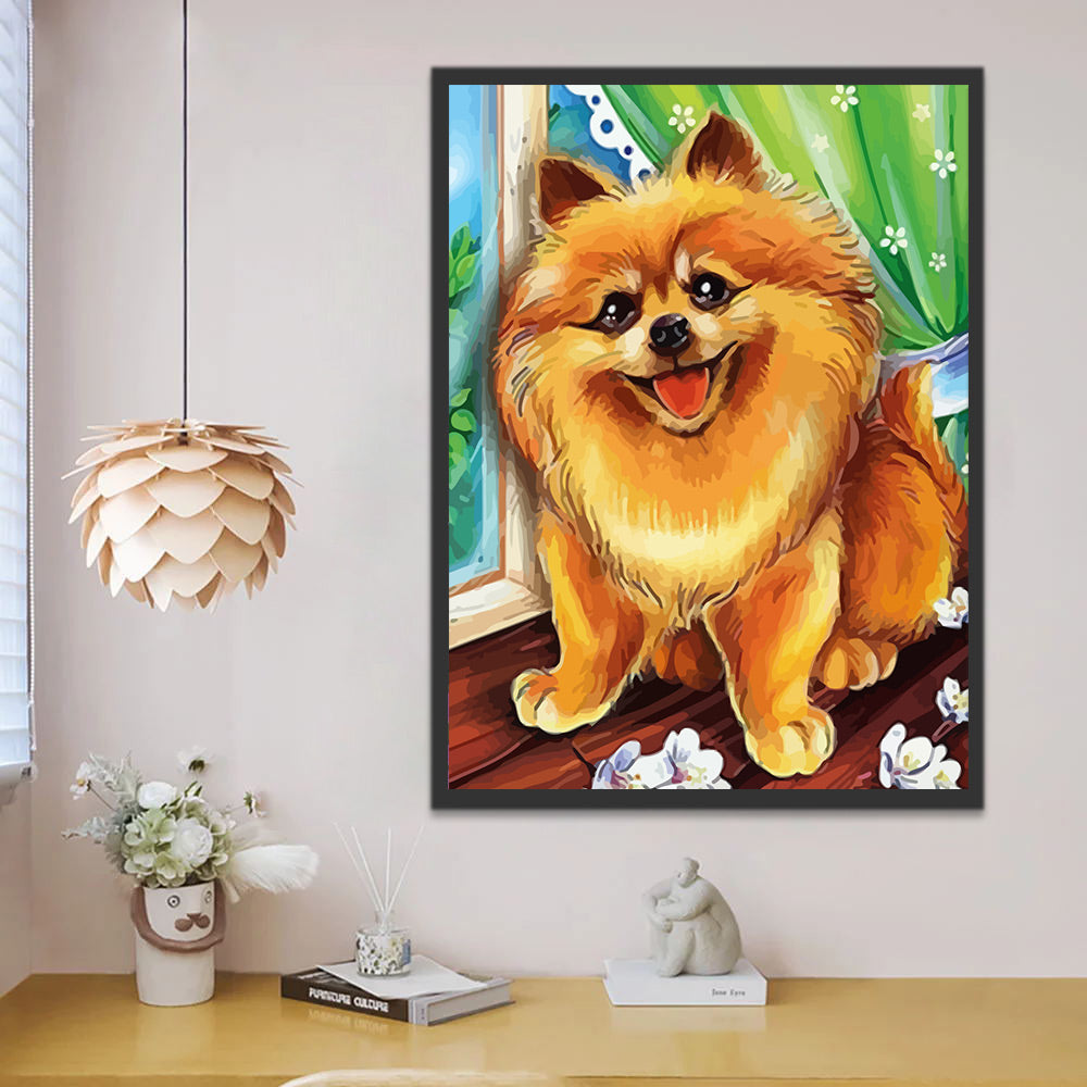 Cute Pomeranian Dog Paint by Numbers