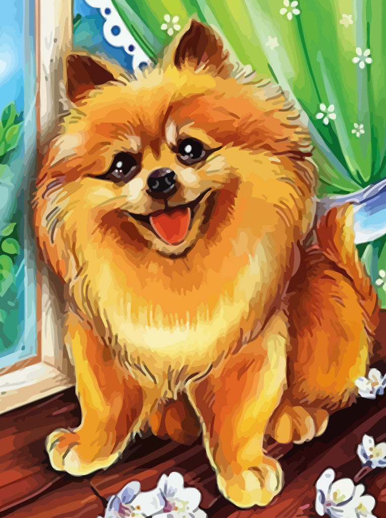 Cute Pomeranian Dog Paint by Numbers