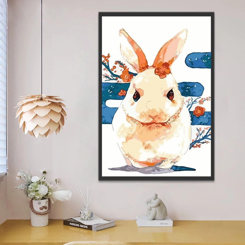 Cute Rabbit with Flower Paint by Numbers