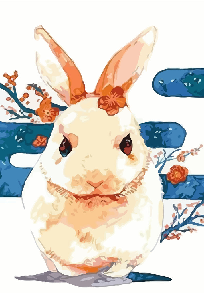 Cute Rabbit with Flower Paint by Numbers