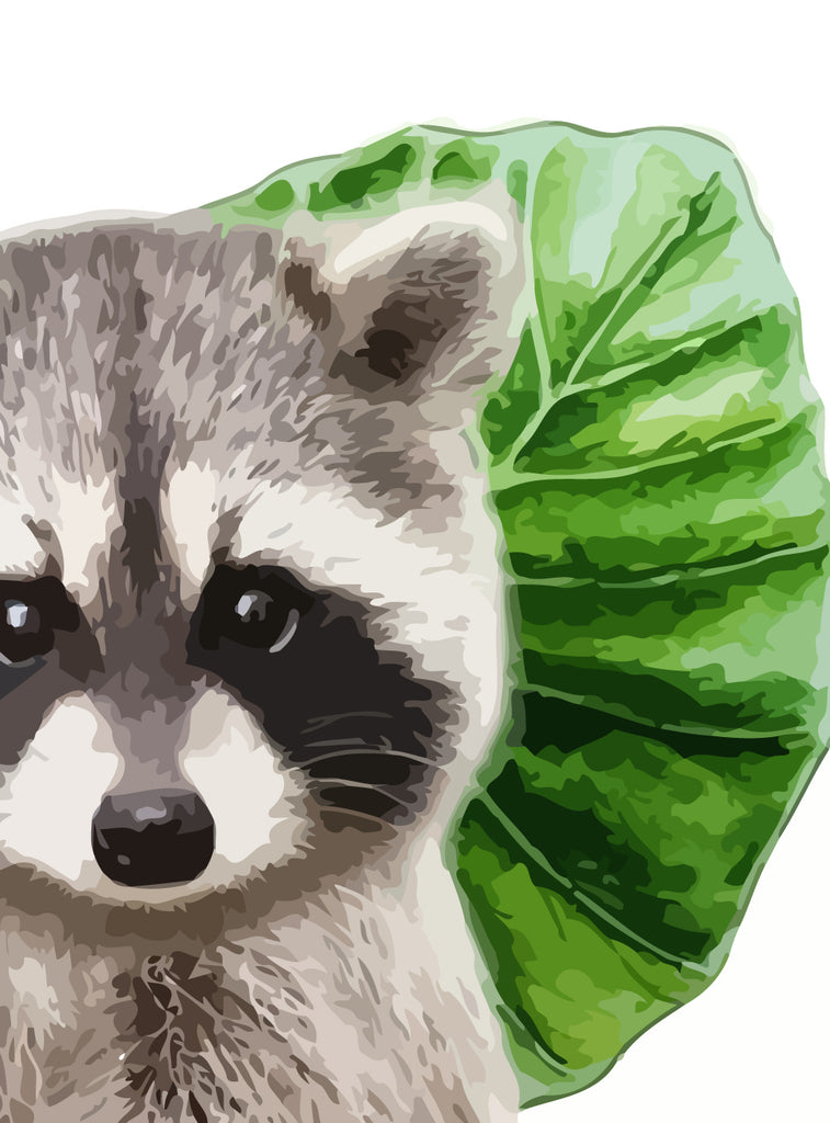 Cute Raccoon and Leaf Paint by Numbers