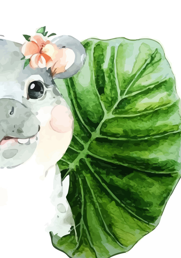 Cute Rhino and Leaf Paint by Numbers