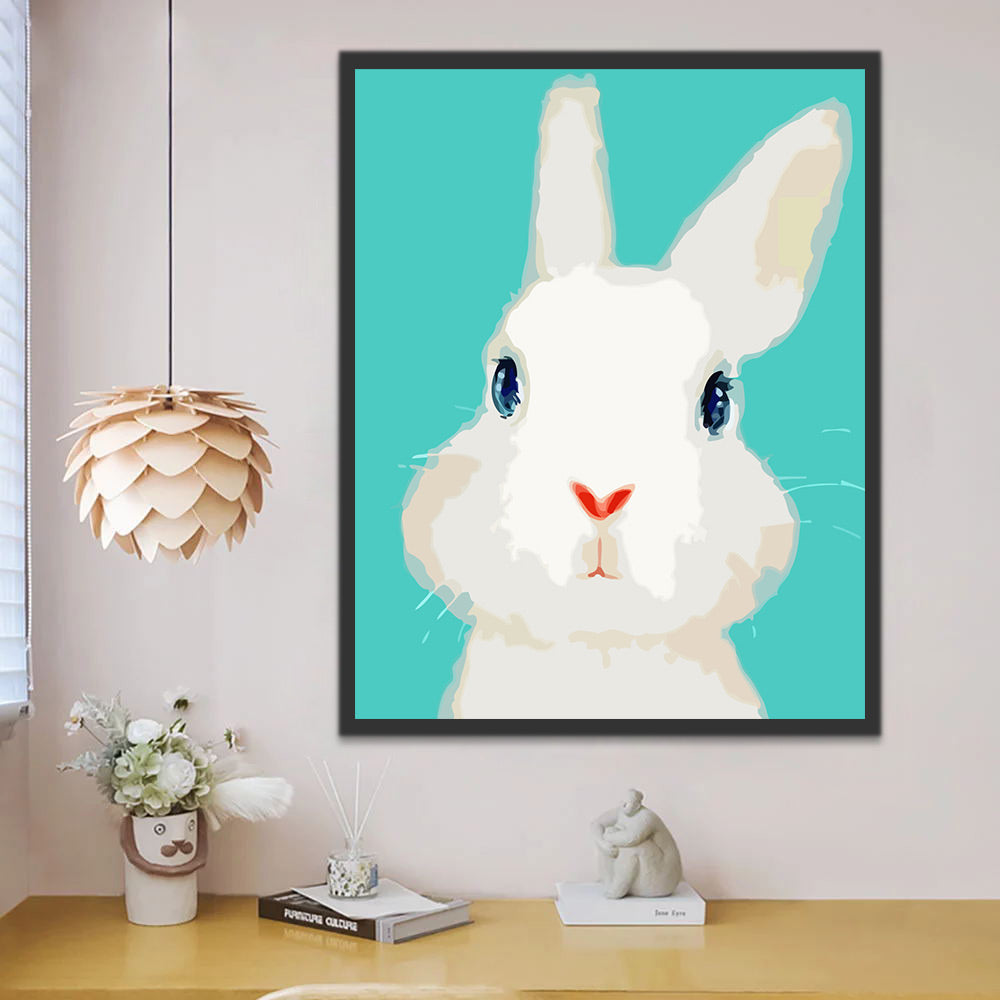 Cute White Rabbit Paint by Numbers