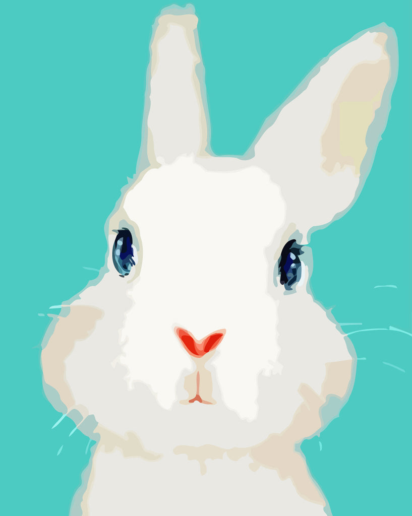 Cute White Rabbit Paint by Numbers