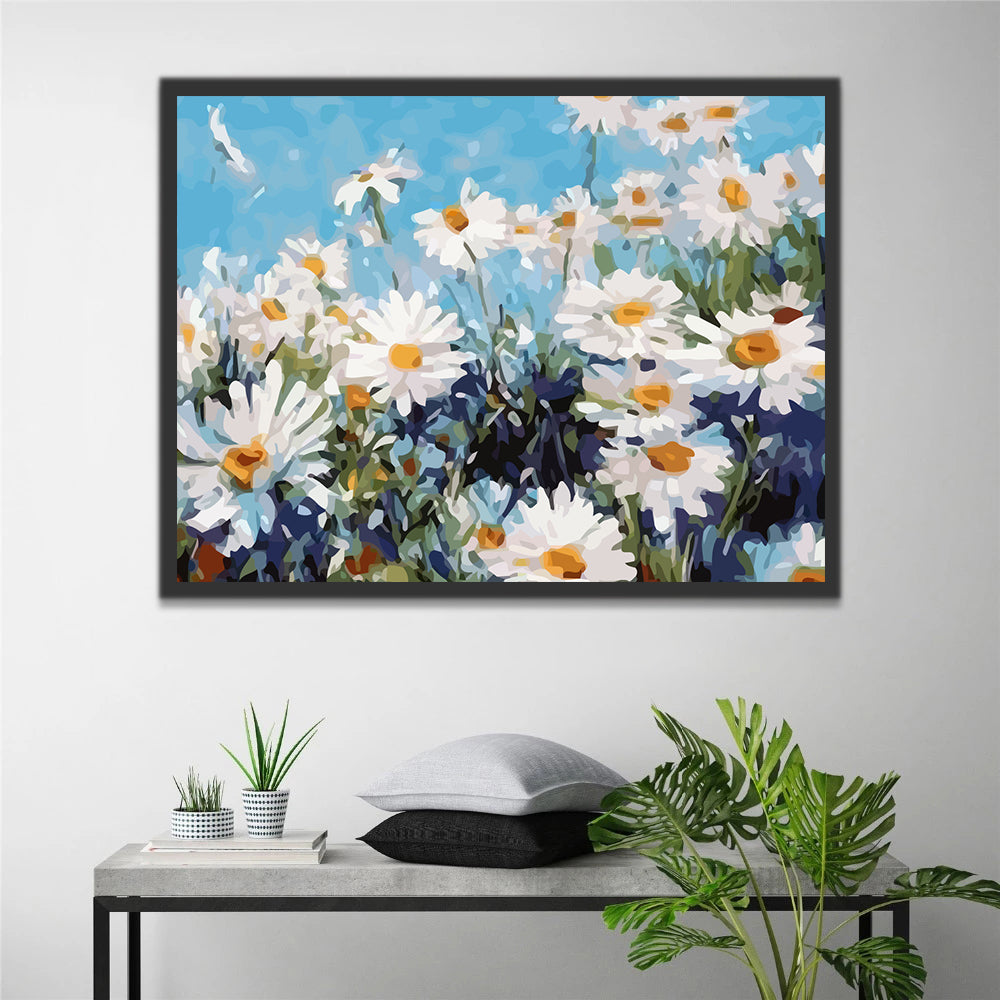 Daisies and Blue Sky Paint by Numbers