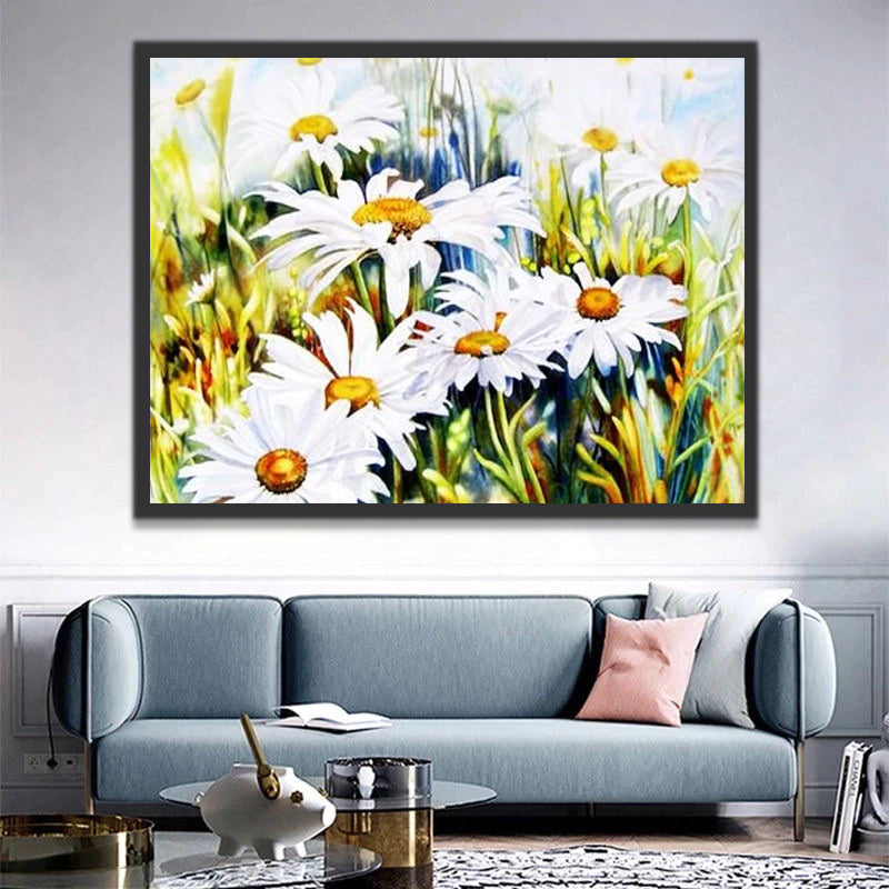 Daisies and Grass Paint by Numbers