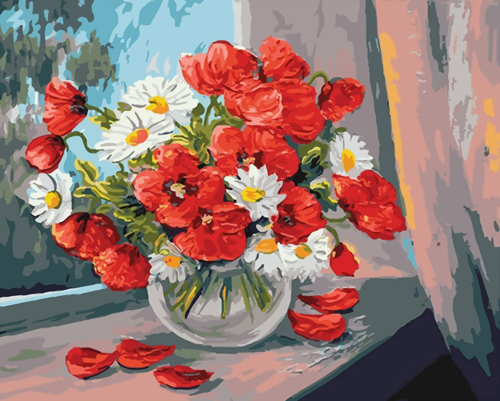 Daisies and Poppies Paint by Numbers