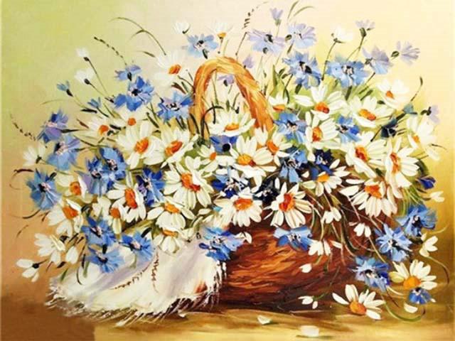 Daisies in Basket Paint by Numbers