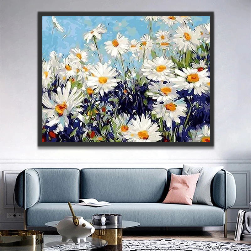 Daisies in the Wind Paint by Numbers