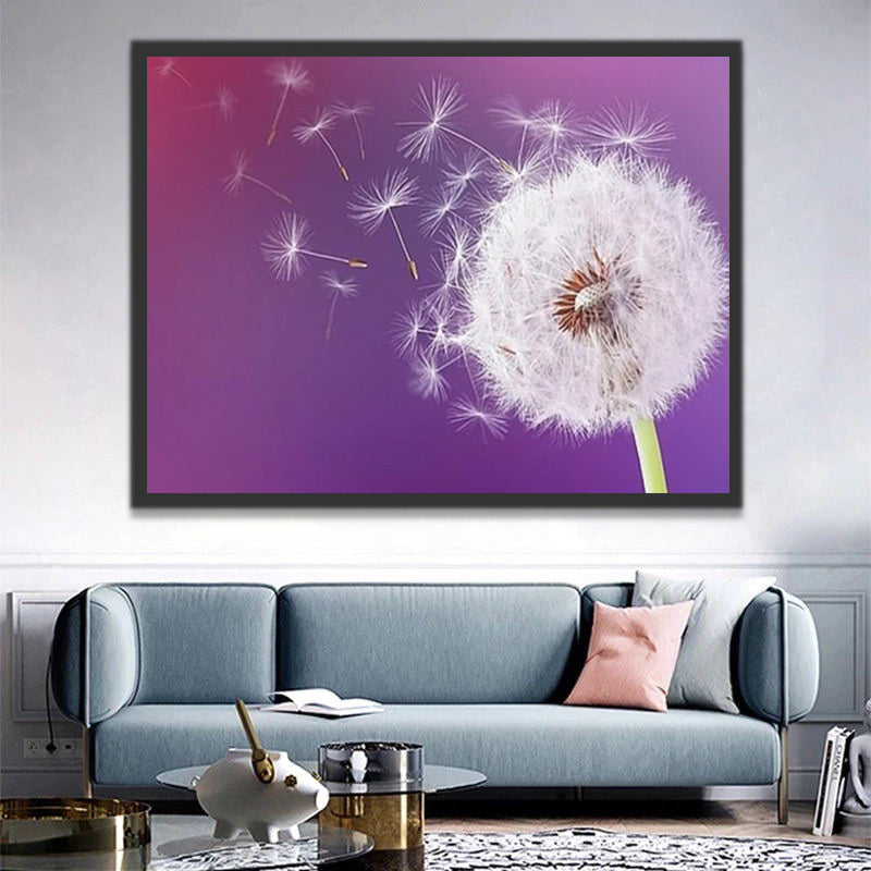 Dandelion on Purple Background Paint by Numbers