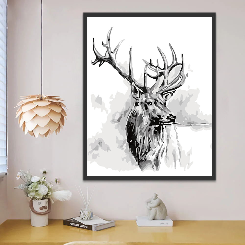 Deer in Ink Painting Style Paint by Numbers