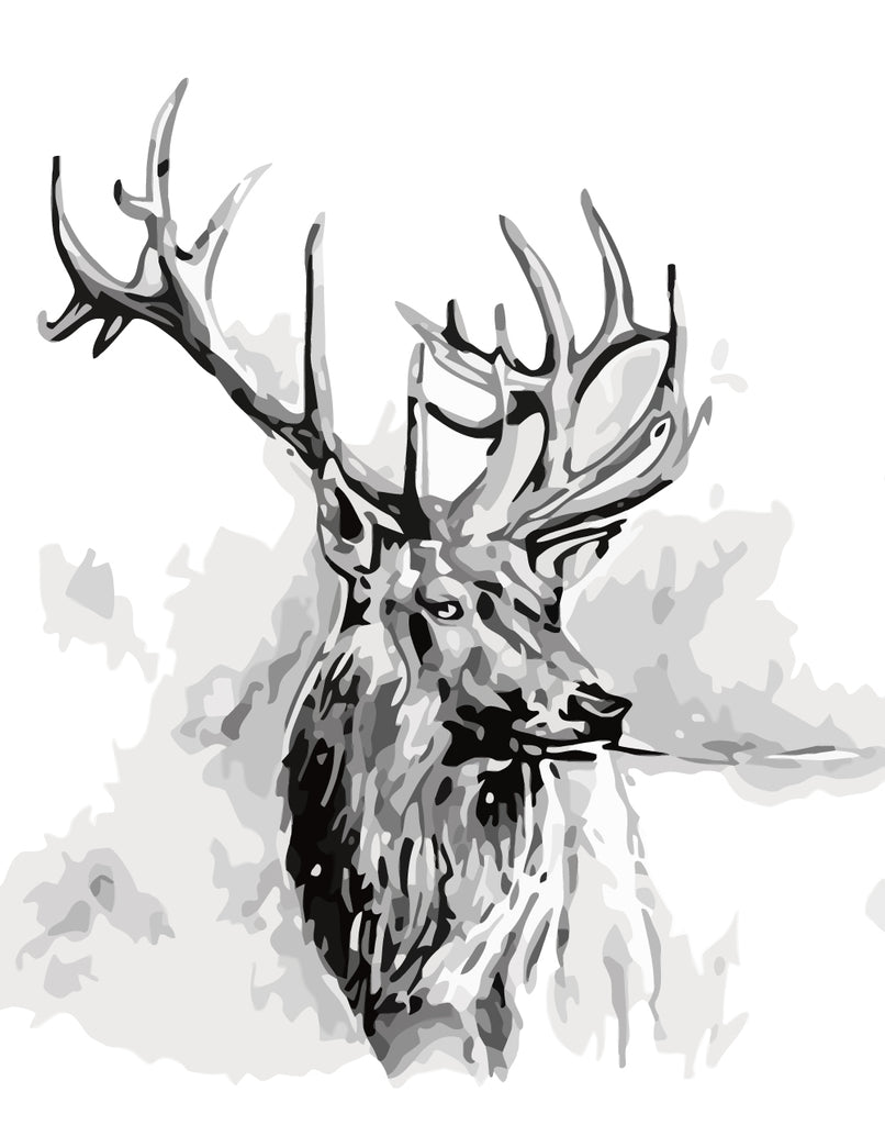 Deer in Ink Painting Style Paint by Numbers