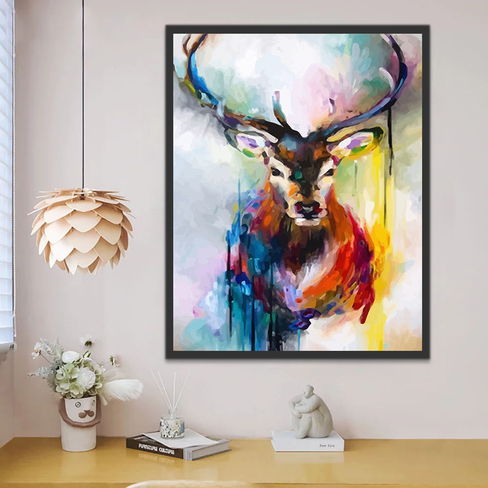 Deer in Watercolor Style Paint by Numbers