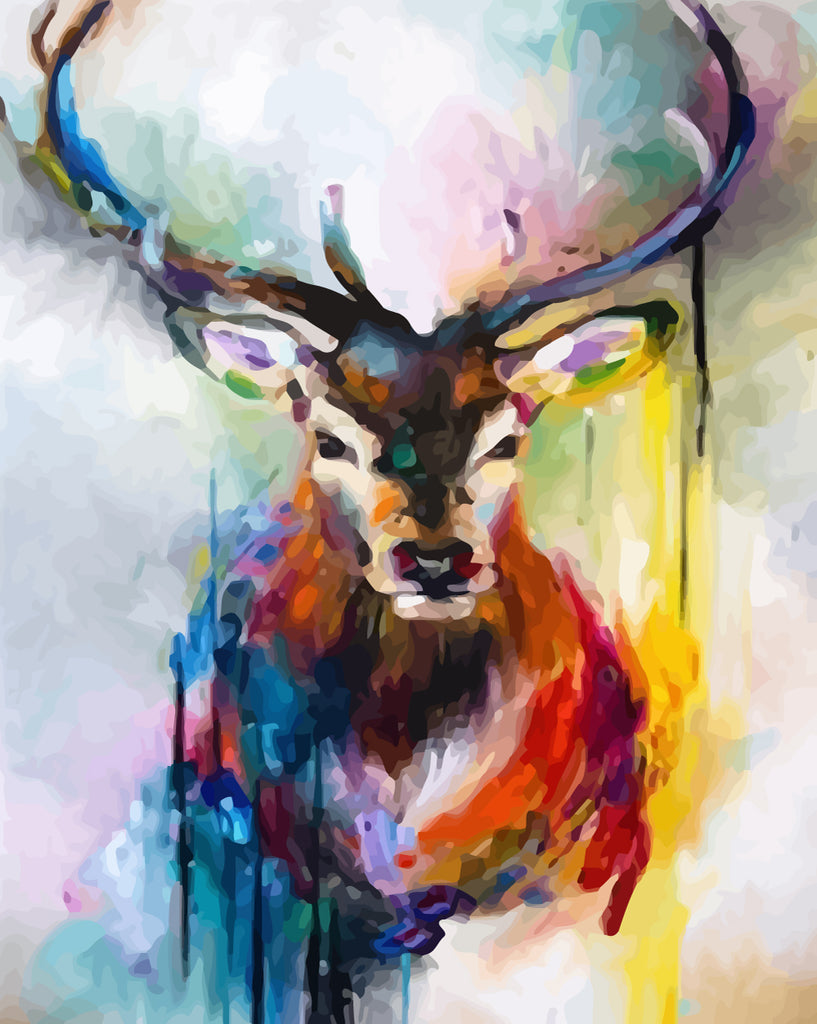 Deer in Watercolor Style Paint by Numbers