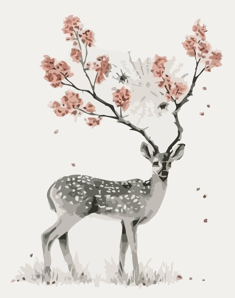 Deer with Flower Antlers Paint by Numbers