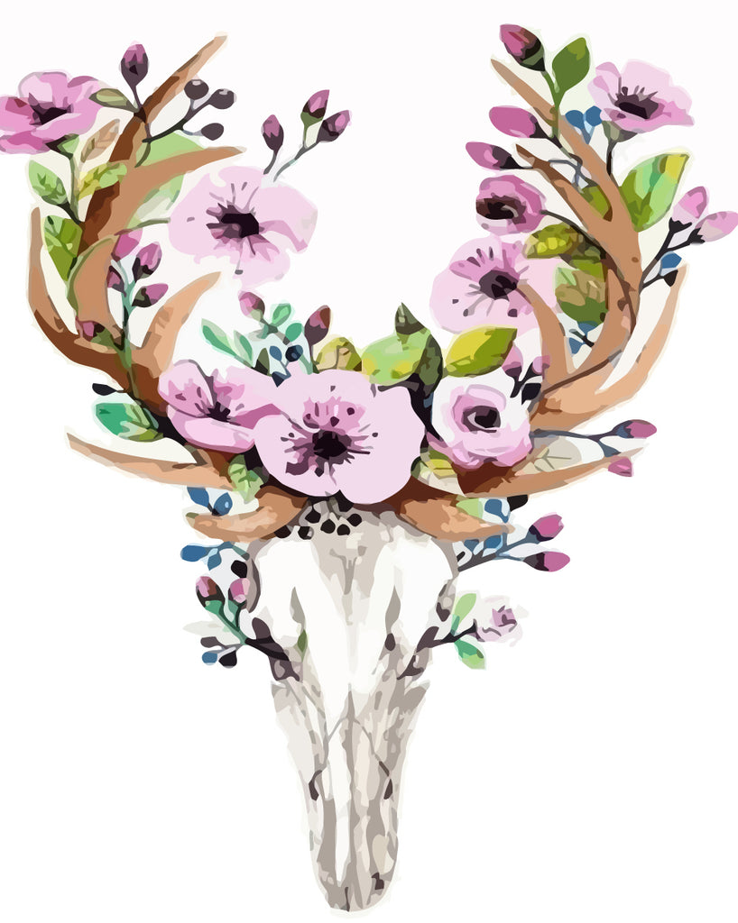 Deer with Flowers on Antlers Paint by Numbers