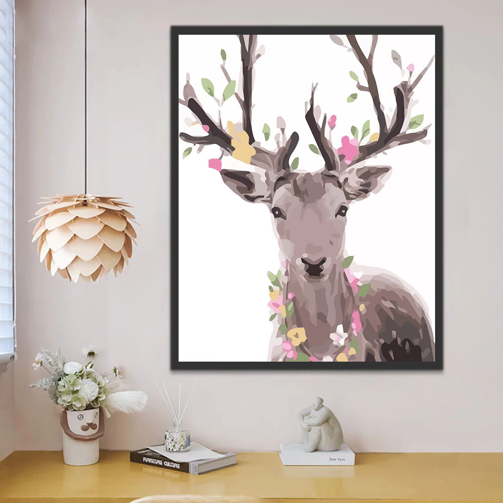 Deer with Flowers Paint by Numbers