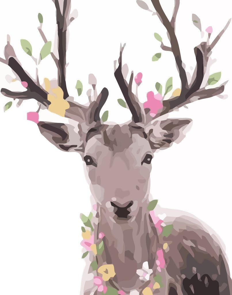 Deer with Flowers Paint by Numbers