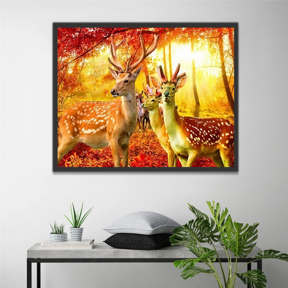 Deers in Autumn Forest Paint by Numbers