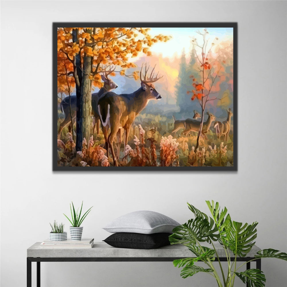 Deers in Autumn Forest Paint by Numbers