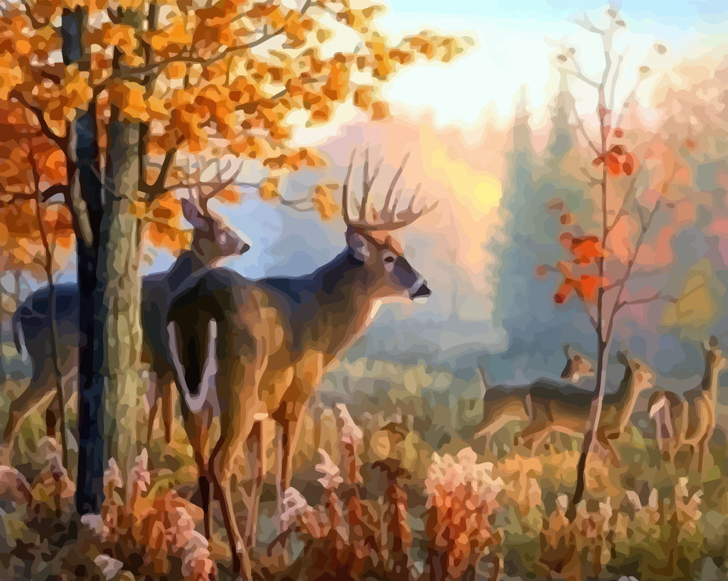 Deers in Autumn Forest Paint by Numbers