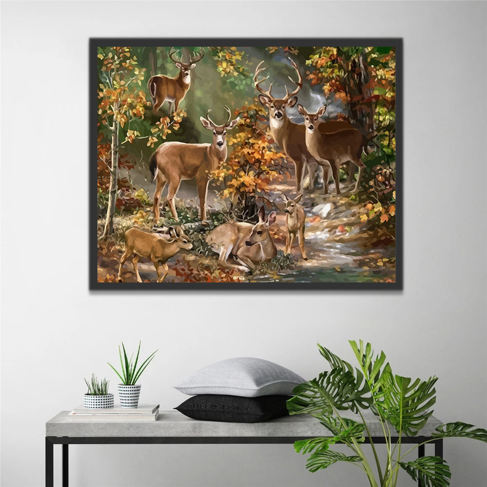 Deers in Forest Paint by Numbers