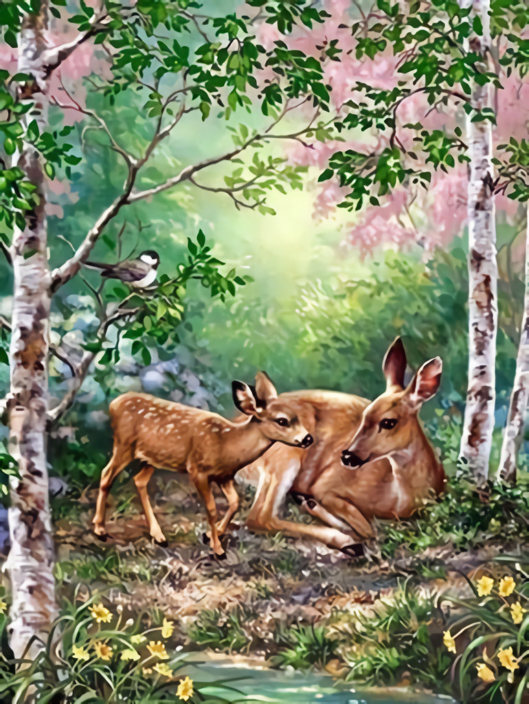 Deers in the Forest Paint by Numbers