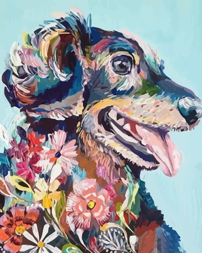 Dog and Flowers Paint by Numbers