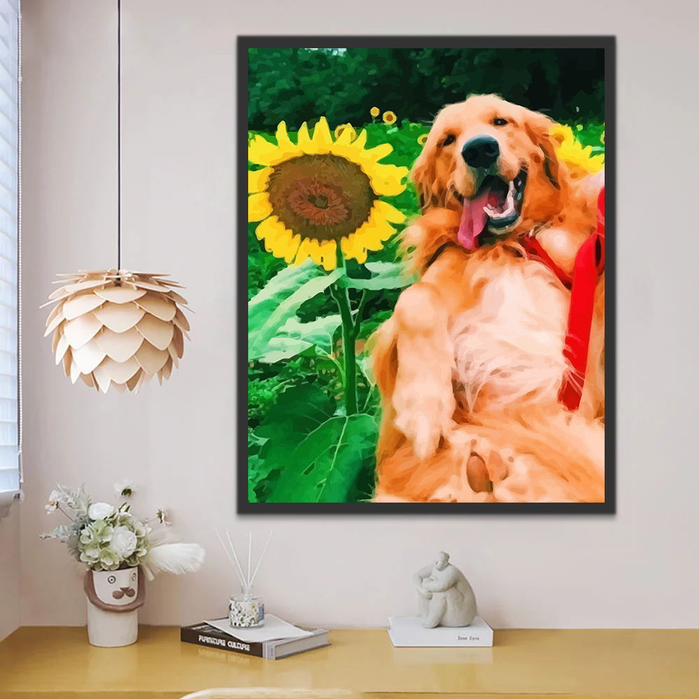 Dog and Sunflower Paint by Numbers