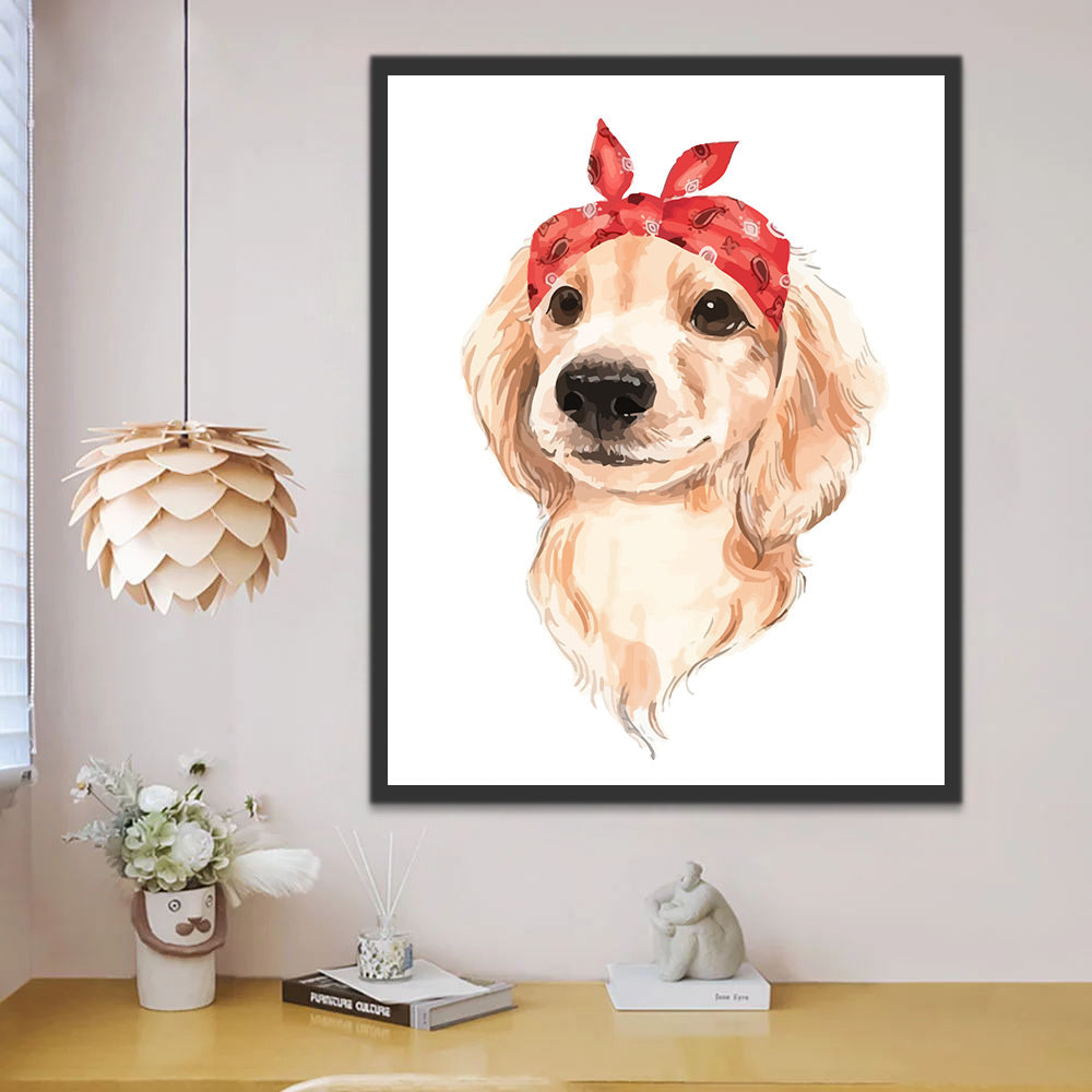 Dog Wearing Red Turban Paint by Numbers