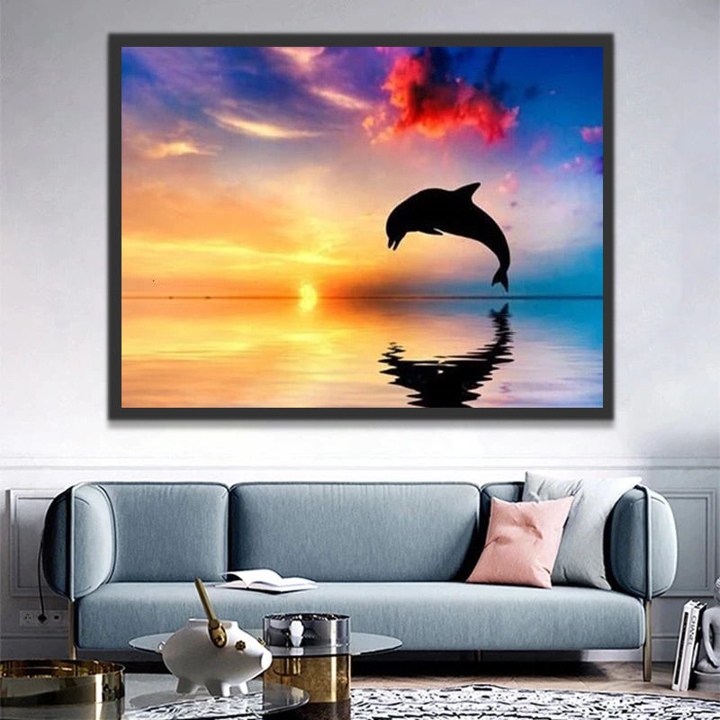 Dolphin at Sunset Paint by Numbers