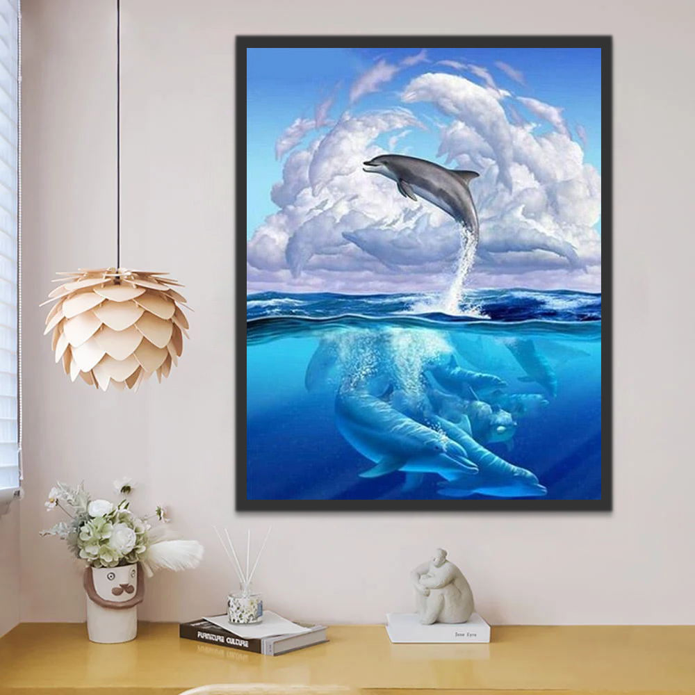 Dolphin Sea Clouds Paint by Numbers