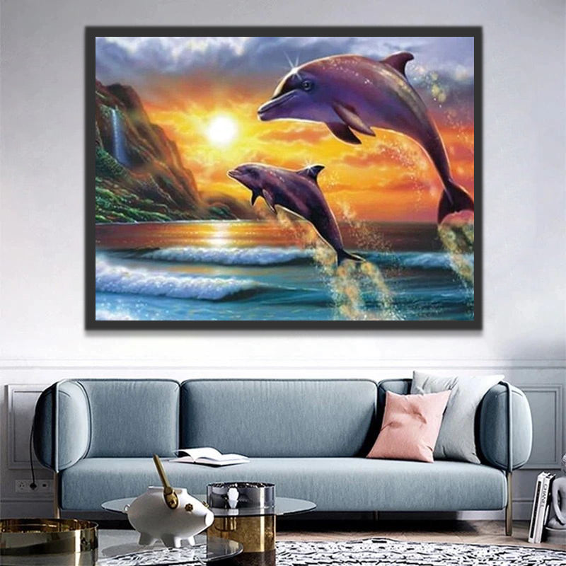 Dolphins and Sunset Paint by Numbers