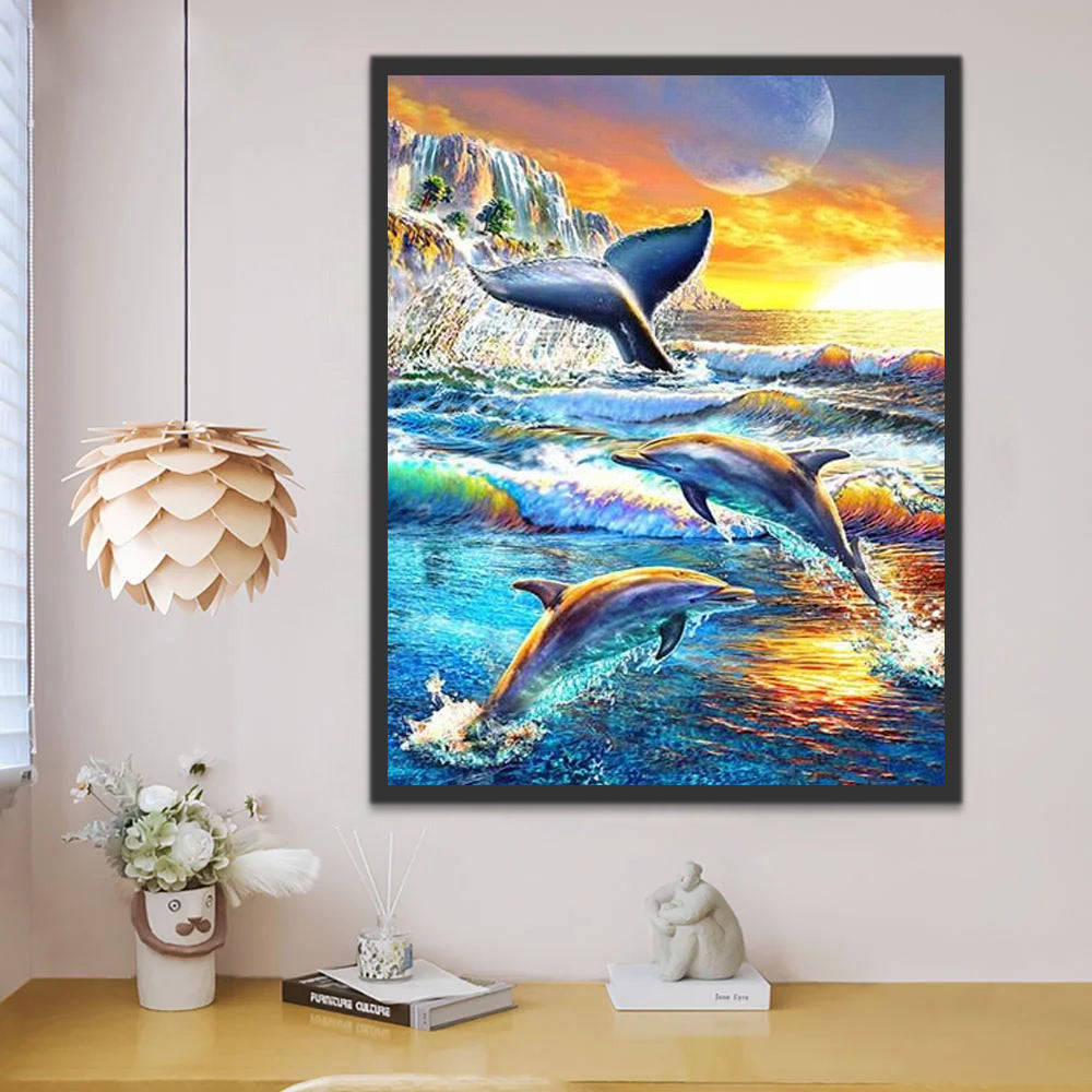 Dolphins and Sunset Paint by Numbers