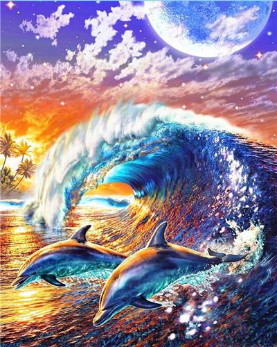 Dolphins and Waves Paint by Numbers