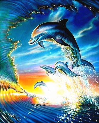 Dolphins Jumping out of the Sea Paint by Numbers