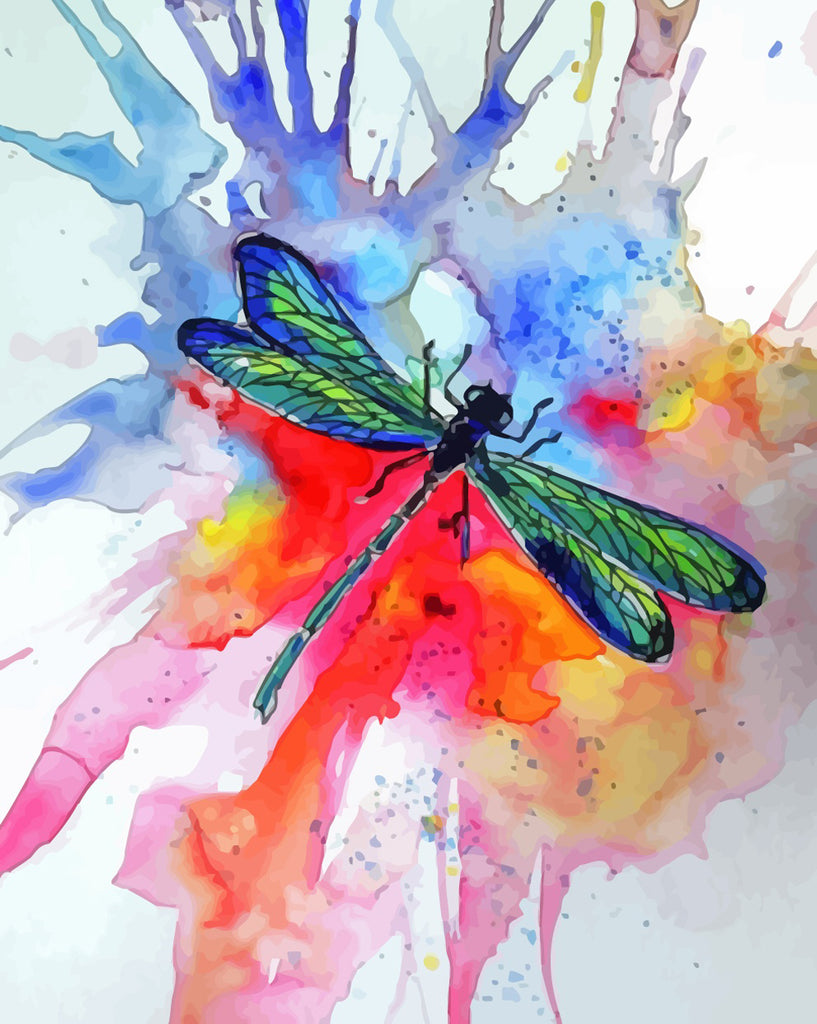 Dragonfly and Watercolor Paint by Numbers